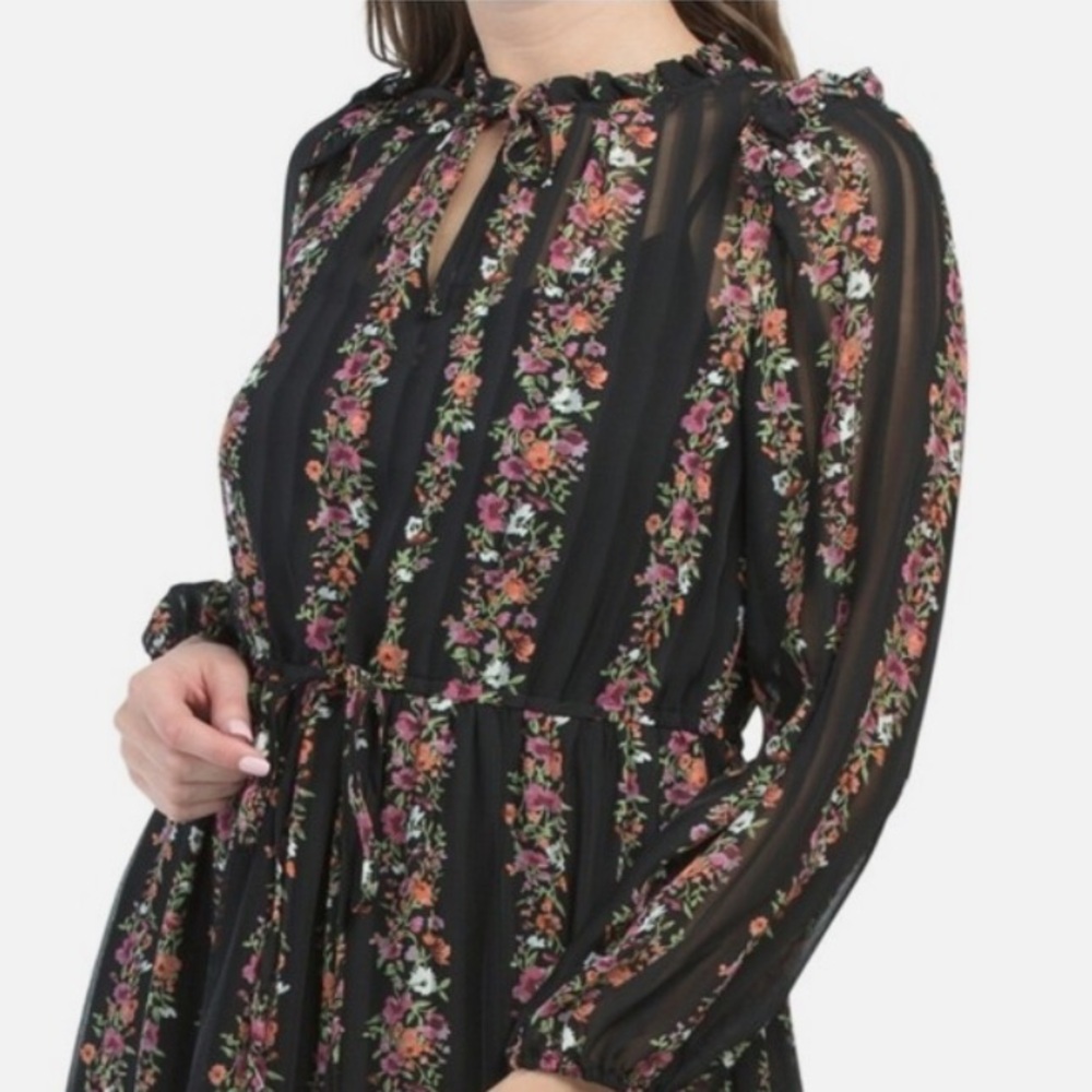 Julia Jordan Long Sleeve Ruffle
Drawstring Floral  Midi Dress Size 10 - Picture 3 of 12
